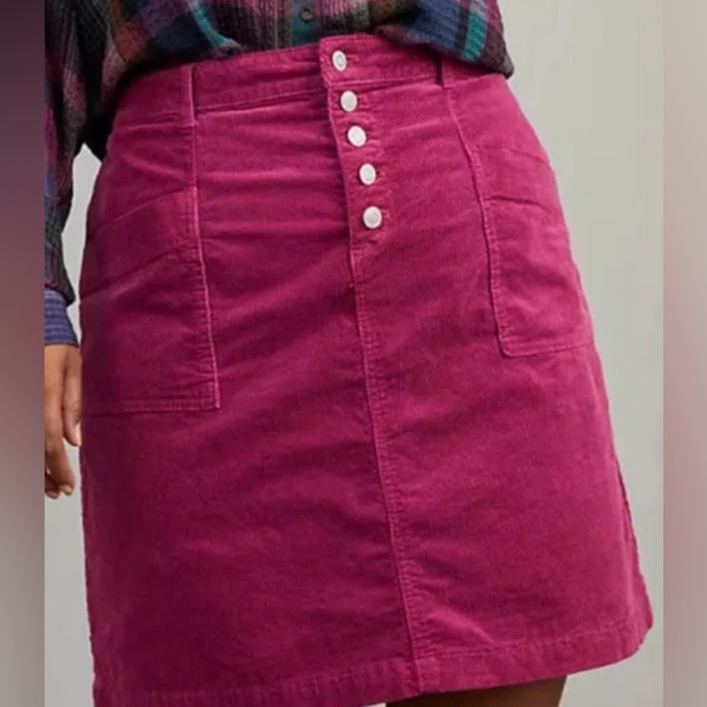 Anthropologie Pilcro Magenta Corduroy Skirt 12